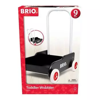 BRIO 31351 Для детей от 9 месяцев и старше Деревянная обучающая тачка-тележка, черная, (Катаката Игрушка, Игрушка, Игрушка, Практика)