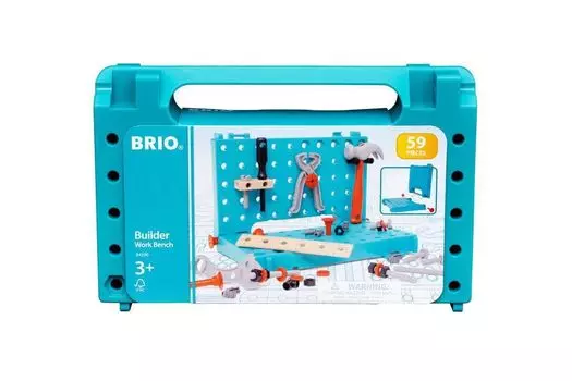 BRIO Builder Working Bench 34596 59 Ages 3 and up Tool Play Toy Educational Toy Pretend Blue Total Pieces (Carpenter Play)