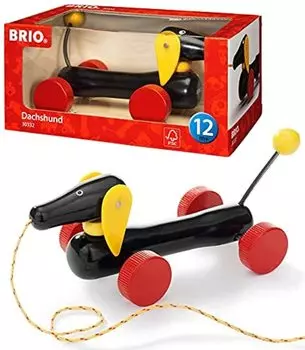 BRIO Pull Toy Dutchie [Игрушка для собак] Возраст 1+ (Тянущий автомобиль, игрушка-тягач, деревянная развивающая игрушка) 30332