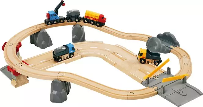 BRIO Wooden Rail Series Rail Road Quarry Set многолетняя и скандинавская (3 вверх)