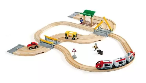 BRIO WORLD Набор для путешествий по железной дороге 33 Возраст 3 и старше Игрушка деревянная 33209 & [Всего деталей] (Поезд Железнодорожный)