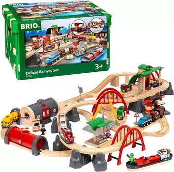 BRIO WORLD Железная дорога и дорога Deluxe Set Возраст 3+ (Игрушечный поезд с деревянными рельсами) 33052