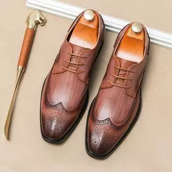 Britain Fashion Men s Pointed Pu Leather Black Brown Casual Dress Homecoming Brogues Shoes Male Formal Wedding Oxfords Footwear 38