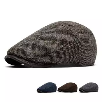 Британская кепка ретро берет мужская осень зима хлопок теплая прогрессивная кепка газетчик маляр шляпа кофейный