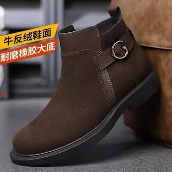 Британская кожаная обувь Кожаные мужские повседневные одинарные туфли Обувь ручной работы Сшитая повседневная кожаная обувь 38 коричневый