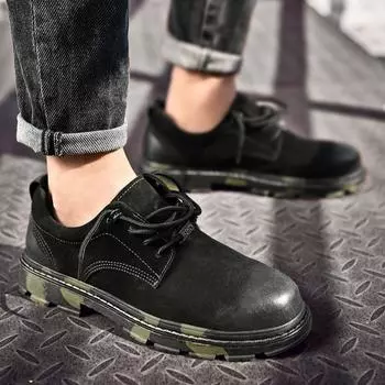 Британская кожаная обувь Кожаные мужские повседневные одинарные туфли Обувь ручной работы Сшитая повседневная кожаная обувь 38 чёрный