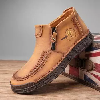 Британская кожаная обувь Кожаные мужские повседневные одинарные туфли Обувь ручной работы Сшитая повседневная кожаная обувь 38