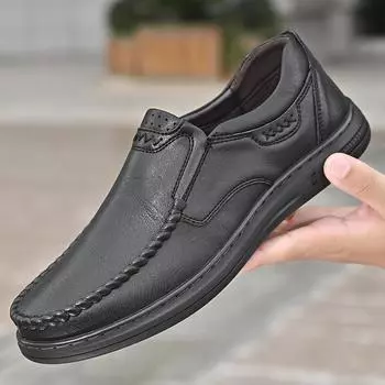 Кожаная обувь Кожаная мужская повседневная одинарная обувь Обувь ручной работы Повседневная кожаная обувь 38 чёрный