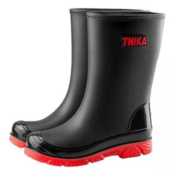 Британская мода черные и красные мужские средние резиновые сапоги ночной луч света водонепроницаемая обувь нескользящие мужские резиновые сапоги рыболовные защитники ног 39