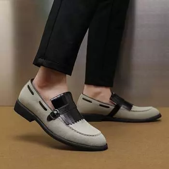 Британская модная мужская обувь с кисточками, повседневная кожаная обувь на весну и осень, мужские чулки большого размера, лоферы Doudou 38