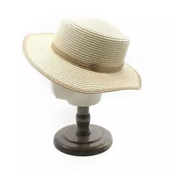 Британская модная соломенная шляпа с плоским верхом, декоративная, женская, летняя, для путешествий, пляжа, защита от солнца, соломенный козырек, шляпа от солнца M56-58cm хаки