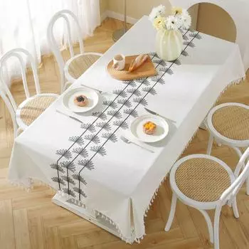 Британская Ретро Хлопково-Льняная Скатерть для Обеденного Стола, Подкладка на Стол, Декоративная Скатерть с Английской Буквой и Растением, Покрывало 140*140cm
