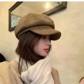 Британская ретро восьмиугольная шляпа детский зимний берет универсальный высококачественный трехмерный кепка газетчика кепка художника Average size (54-59cm)