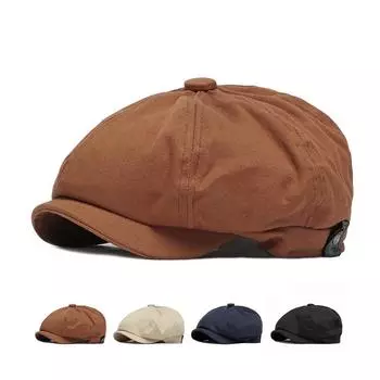 Британская винтажная восьмиугольная кепка, мужская кепка газетчика для мужчин, классический берет Бекхэма, шляпы Гэтсби, шляпы художников, регулируемая шляпа плюща чёрный