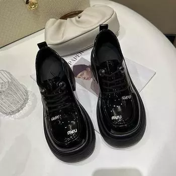 Британские блестящие кожаные туфли Gentle Wind Small, женские весенние туфли на платформе с увеличенным ростом, универсальные повседневные туфли с круглым носком 35