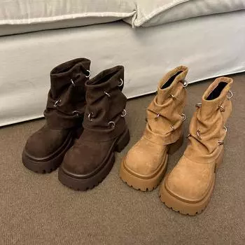 Британские ботинки Martin женские 2024 новые модные темпераментные короткие ботинки уличные ботинки на платформе модные ботинки прилив 35 верблюд