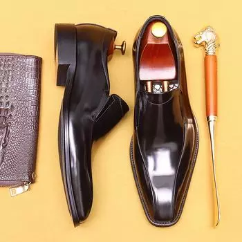 Британские деловые туфли из кожи, мужские свадебные туфли для жениха, кожаные мокасины с носком 39