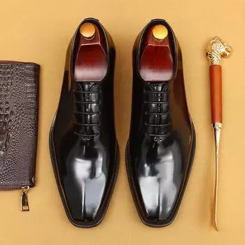 Британские глянцевые кожаные туфли мужские деловые туфли-оксфорды из воловьей кожи с внутренней стороны 37
