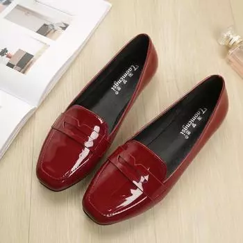 Британские маленькие кожаные туфли Одиночные туфли Весенние женские туфли Рабочая обувь Обувь Doudou на плоской подошве Большие размеры Женская обувь 40 41 A 43 33 белый