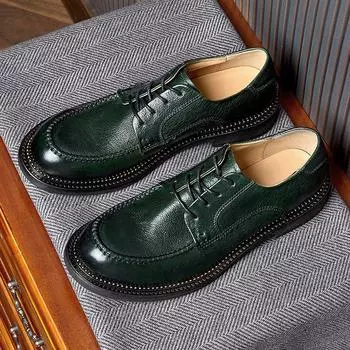 Британские мужские кожаные туфли из натуральной кожи, летние туфли из коровьей кожи первого слоя, повседневные туфли для серфинга, на шнуровке, дышащие, ручной работы, мужские туфли 38 чёрный