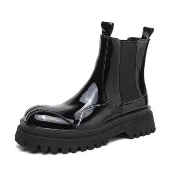 Британские полусапоги Мартин мужские модные кожаные на платформе сапоги-сигареты глянцевые черные ботинки челси европейские и американские высокие ботинки мужские 38