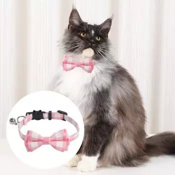 Британский клетчатый кошачий воротник, галстук-бабочка, отрывная ткань, ожерелье для домашних животных с медными колокольчиками, классический дизайн, шейный воротник для мальчиков и девочек, кошек, щенков, собак синий