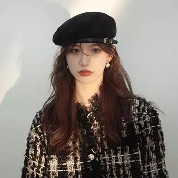 Британский ремень пряжка берет женский ниша замша винтажный bud шляпа Интернет знаменитость художник шляпа прилив M56-58cm серый