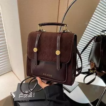 Британский ретро рюкзак женский зимний дорожный многоцелевой школьный портфель портативная сумка-мессенджер дорожный маленький рюкзак 20*10*20 коричневый