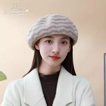 Британский ретро шерстяной берет для детей, осень и зима, теплая тыквенная шапка, шляпа художника, элегантный и универсальный темперамент Adjustable (54-59cm) хаки