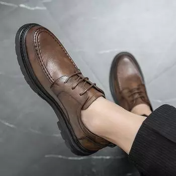 Британский стиль броги туфли для мужчин бизнес повседневная мода дорожные кожаные туфли на толстой подошве мужские туфли на платформе свадебное платье 38 чёрный