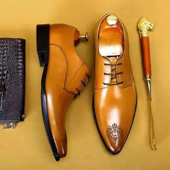 Британский стиль деловые кожаные туфли мужские дышащие кожаные первый слой коровьей кожи повседневные рабочие туфли 44 бордовый