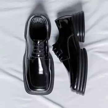 Британский стиль квадратная головка маленькие кожаные туфли весна новые лоферы форменные лакированные туфли мужские 36763-R 38