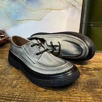 Британский стиль легкие роскошные высококачественные мужские туфли из кожи с одной педалью, ретро универсальные круглые туфли с мягкой подошвой, мужские кожаные нескользящие туфли 39