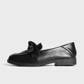 Британский стиль Маленькие кожаные туфли Модные туфли Мокасины Женские туфли на толстой подошве 35 чёрный