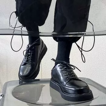 Британский стиль маленькие кожаные туфли мужские новые весенние одинарные туфли ретро тренд маленькие кожаные туфли D16-Q 38 чёрный