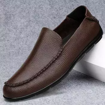 Британский стиль Массажная подошва Парка Прогулочные туфли Мужские туфли для езды на работу Мягкая подошва Удобные деловые мокасины для мужчин 37 чёрный