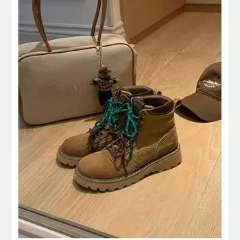 Британский стиль Модные низкие короткие ботильоны женские с круглым носком и толстой подошвой Классические женские весенне-осенние стили 34