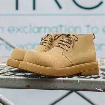 Британский стиль Мужские рабочие защитные ботинки из натуральной кожи для инструментов Зимние короткие плюшевые ботинки на платформе для улицы Нескользящая рабочая обувь 38