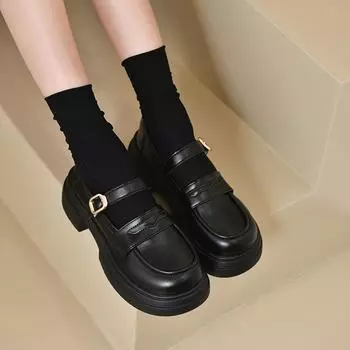 Британский стиль Обувь Женские Оксфорды Неглубокий носок Круглый носок Сабо Платформа Повседневные женские кроссовки Мокасины С Мехом Плоские туфли Prep 35