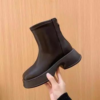 Британский стиль платформа короткие сапоги детская мода тонкие сапоги новые осенние маленькие мужские сапоги для увеличения роста Martin 35