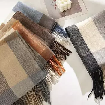 Британский стиль Sub шарф женский зимний кашемировый кисточка шаль многоцветный теплый ворот 70*180cm коричневый