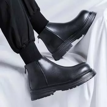 Британский стиль, толстая подошва, увеличивающая рост, мужские ботинки Martin, бархатные ботинки Locomotive, средняя помощь, большие ботинки Tooling 7368-N 38