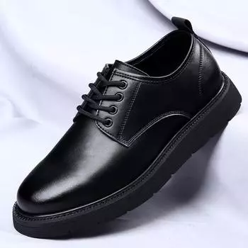 Британский стиль Уличная деловая обувь Модные толстые туфли-оксфорды на шнуровке Официальная деловая обувь Мужская повседневная обувь Лидер продаж 38