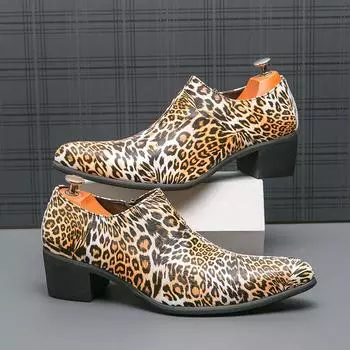 Британский стиль высокие кожаные туфли мужские модные элегантные с острым носком на высоком каблуке мужские туфли коричневые повседневные деловые туфли 39