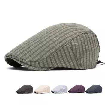 Британский винтажный клетчатый берет, легкая весенне-летняя кепка с козырьком, мужская кепка с защитой от солнца чёрный