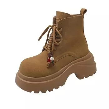 British big-headed Martin boots 2025 autumn new muffin lace-up small thick-soled round-headed retro short boots women 35