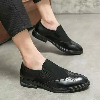 British casual leather shoes men s business dress platform heightening loafers trendy retro new foot-fitting men s shoes 38