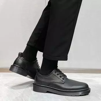 British College Style Small Leather Shoes Men S Soft Sole Japanese Dress Inner Height Increase Small Leather Shoes 6070-T 38 чёрный