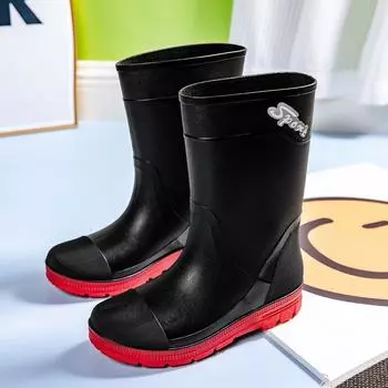 British high boots rain shoes rain boots contrasting black and red fishing boots car wash cleaning wading shoes work shoes long water boots men 39