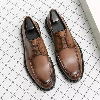 British leather shoes men s new men s low-top retro business casual fashion small leather shoes formal wear 38
